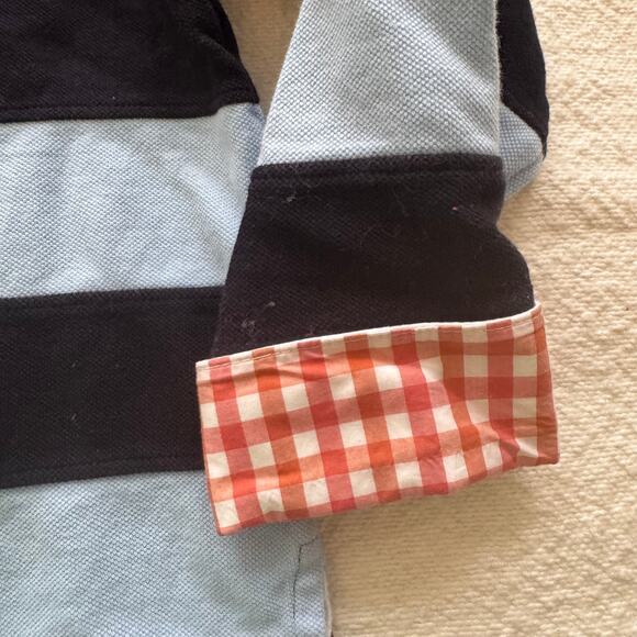 Bella Bliss Fritz Navy Blue Light Blue Rugby Long Sleeve Gingham Size 7 - Picture 5 of 6